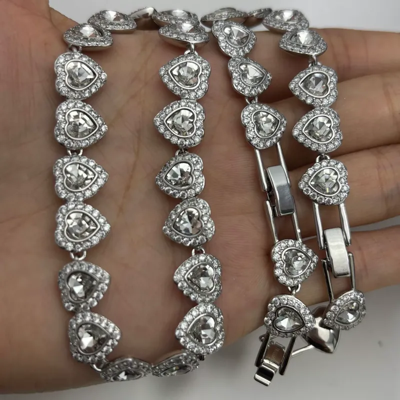 Zircon Heart Cuban Chain Necklace