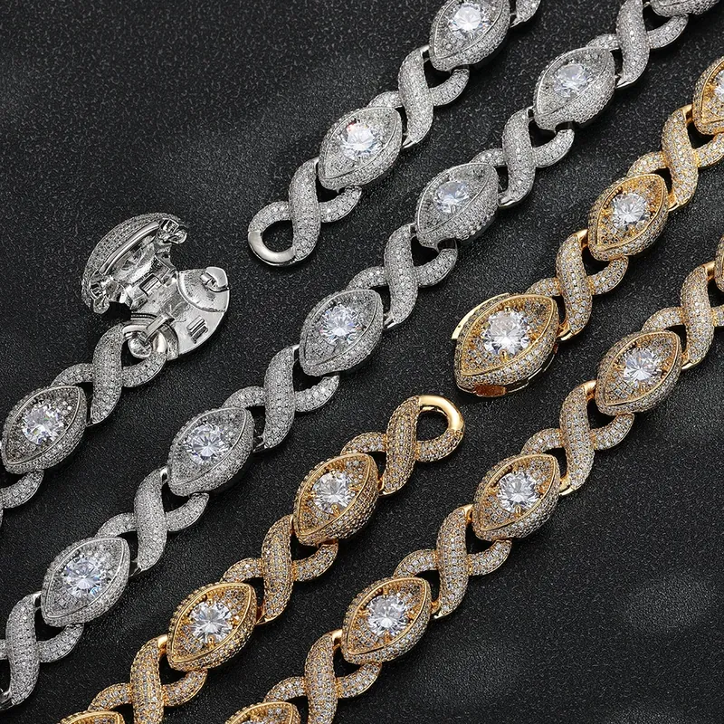 Collier chaîne cubaine œil en cuivre et zircon