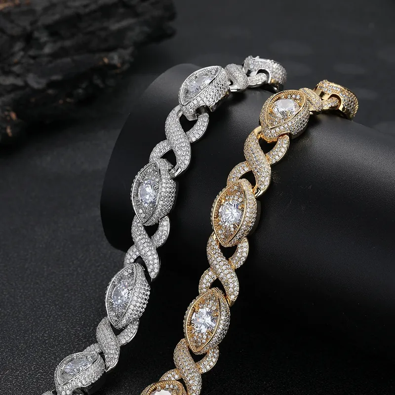 Copper Zircon Eye Cuban Chain Necklace