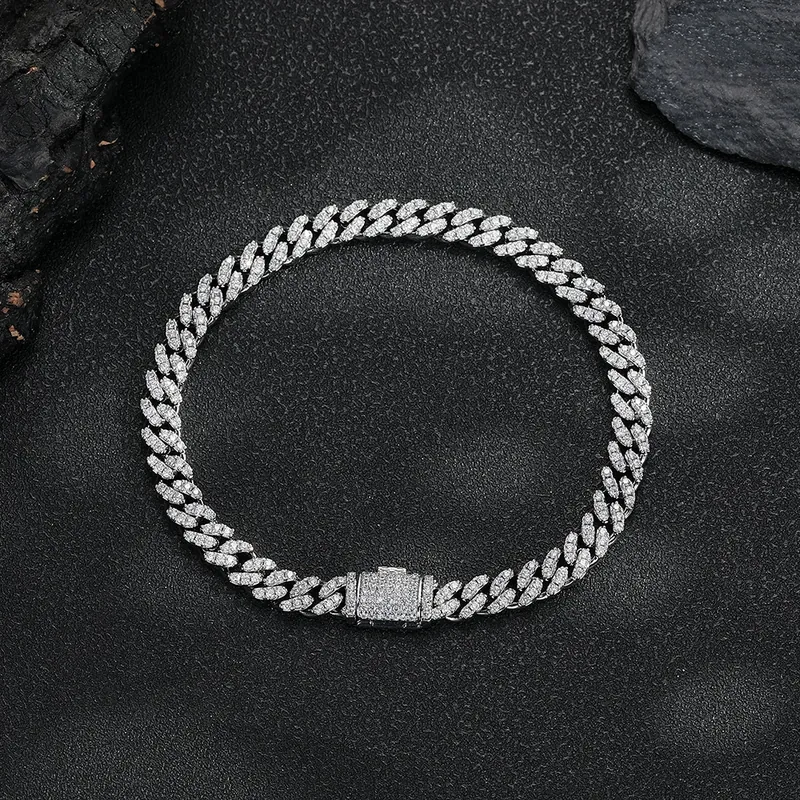 6mm Single-Row Cuban Chain Necklace Hip-Hop Full Pave Zircon