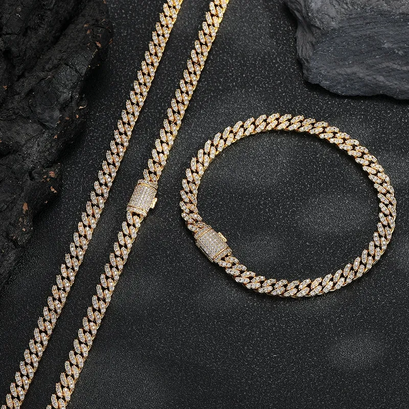 6mm Single-Row Cuban Chain Necklace Hip-Hop Full Pave Zircon