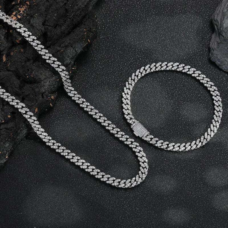 6mm Single-Row Cuban Chain Necklace Hip-Hop Full Pave Zircon