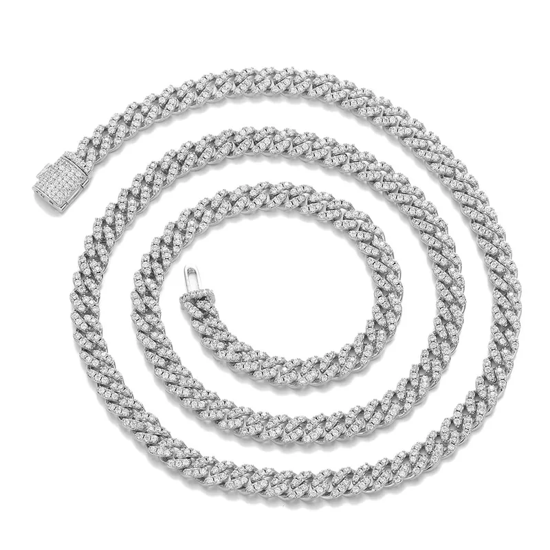 6mm Single-Row Cuban Chain Necklace Hip-Hop Full Pave Zircon