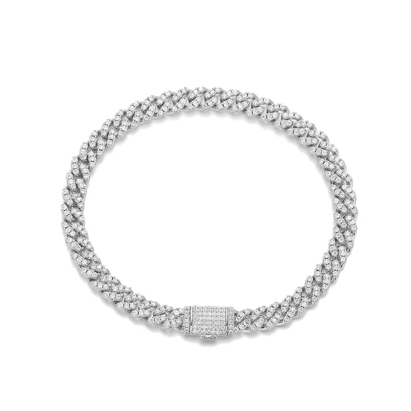 6mm Single-Row Cuban Chain Necklace Hip-Hop Full Pave Zircon