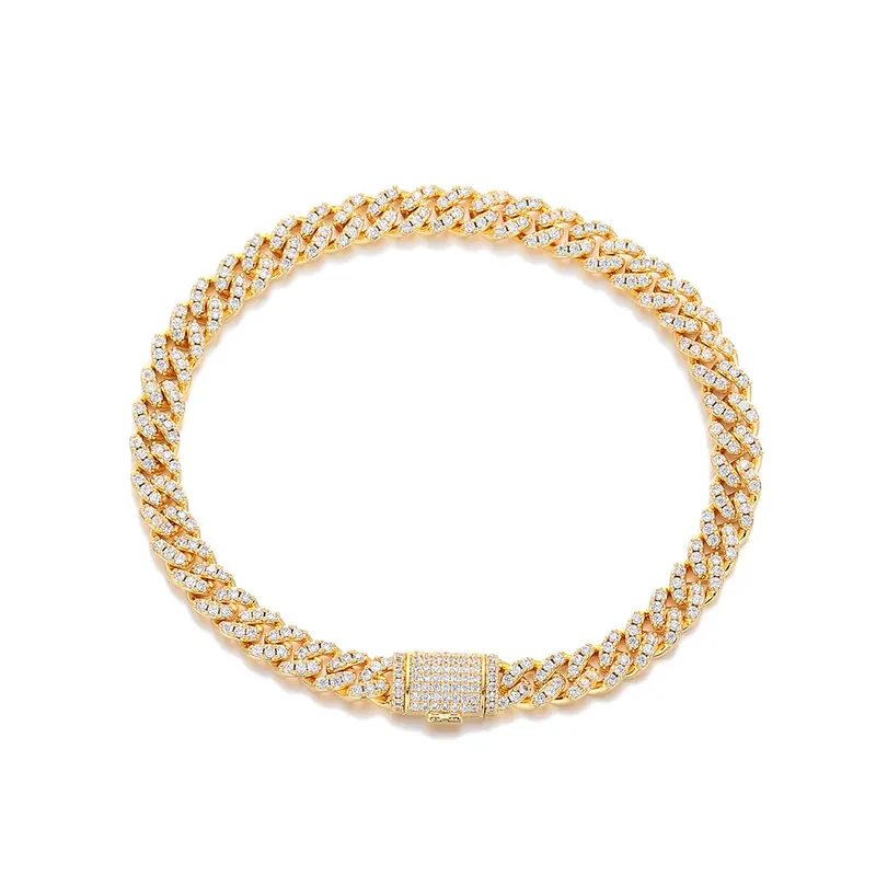 6mm Single-Row Cuban Chain Necklace Hip-Hop Full Pave Zircon