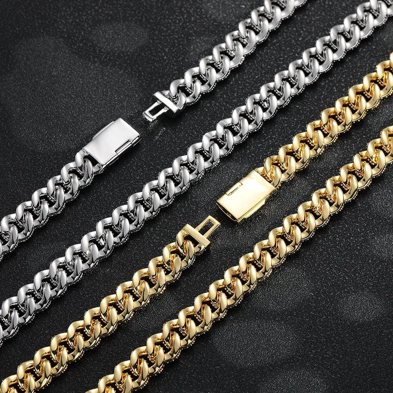 10mm Double-Row Bubble Cuban Chain Necklace Men's Hip-Hop Zircon