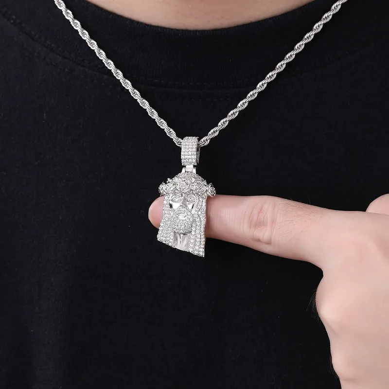Rose Skull Pendant Necklace Hip-Hop Zircon Street Style Men's
