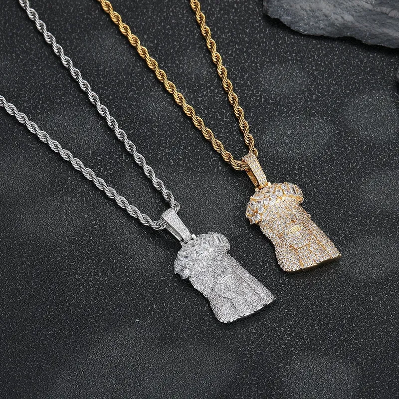 Skull Pendant Necklace Hip-Hop Copper Zircon Men's
