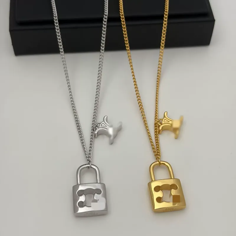 Zircon Lock Pendant Necklace