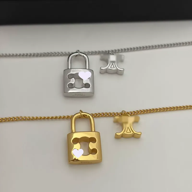 Zircon Lock Pendant Necklace