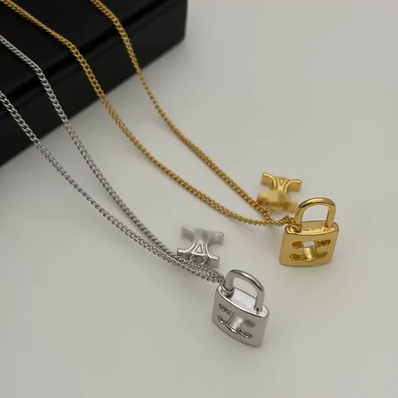 Zircon Lock Pendant Necklace