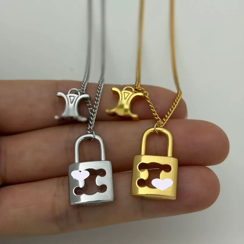Zircon Lock Pendant Necklace