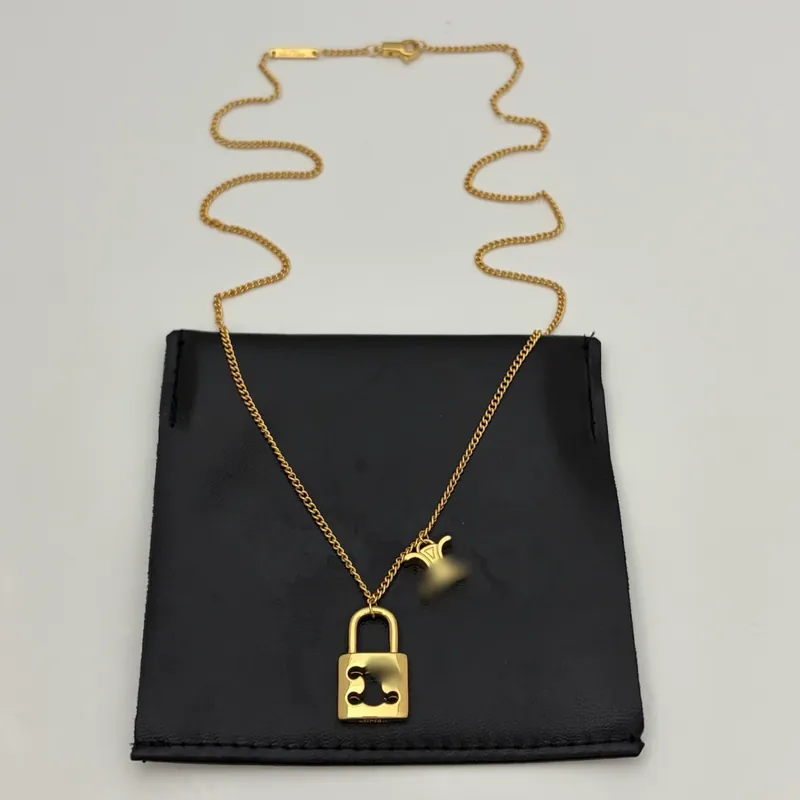 Zircon Lock Pendant Necklace
