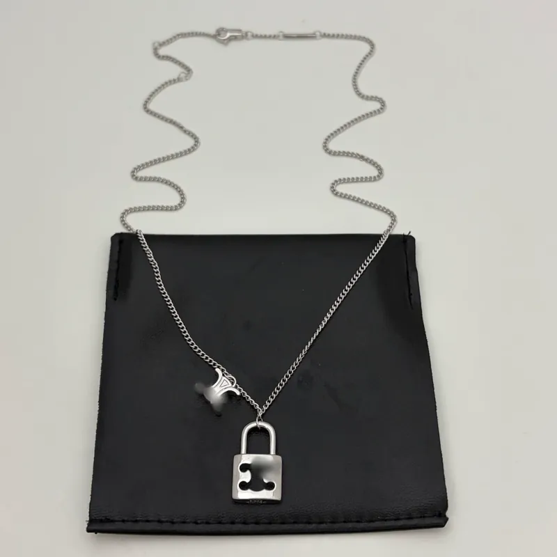 Zircon Lock Pendant Necklace
