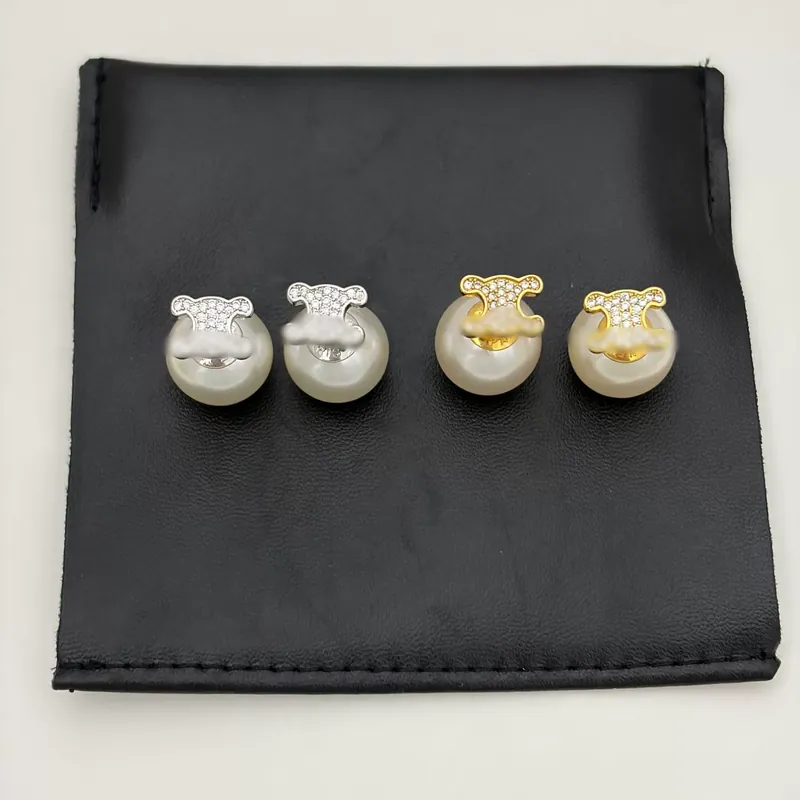 Zircon Pearl Stud Earrings