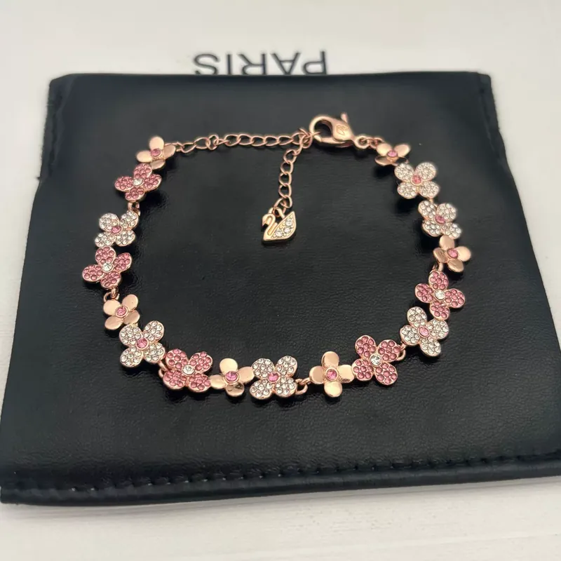 Crystal Flower Bangle Rose Gold