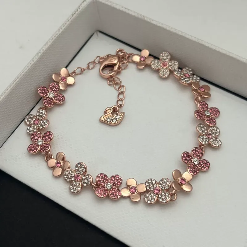 Crystal Flower Bangle Rose Gold
