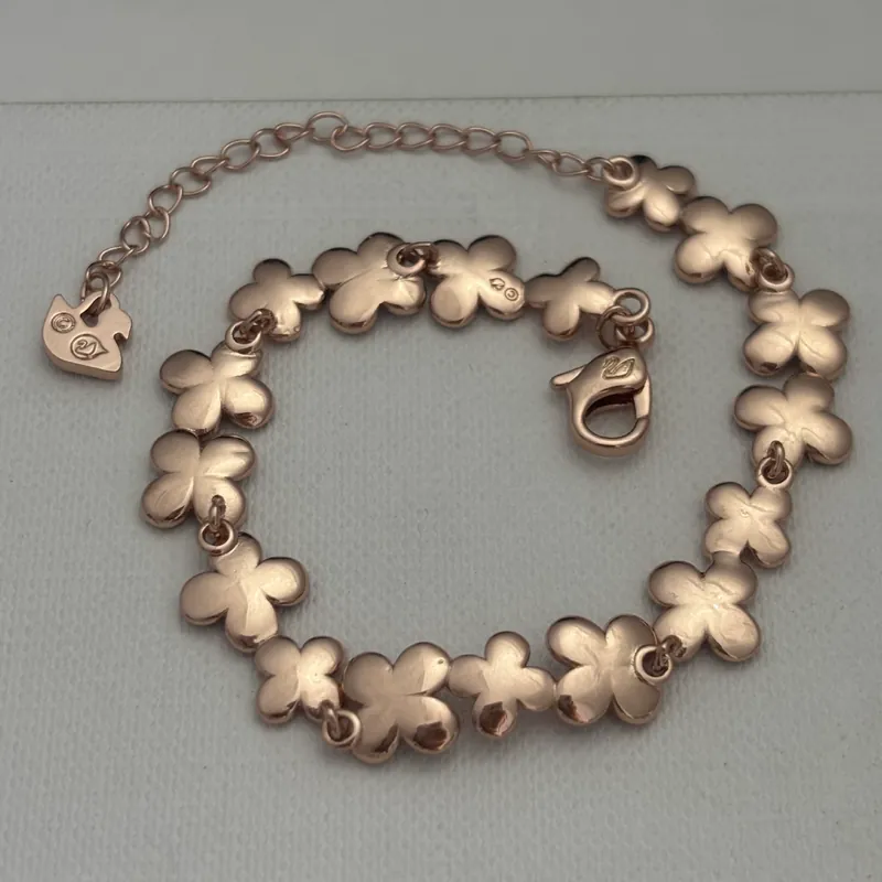 Crystal Flower Bangle Rose Gold