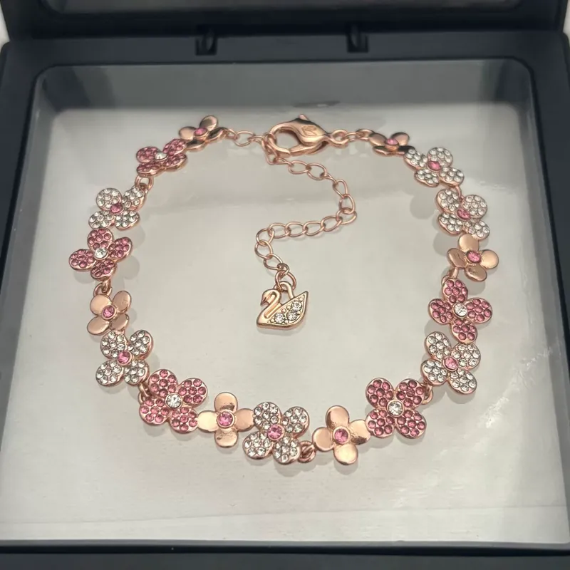 Crystal Flower Bangle Rose Gold
