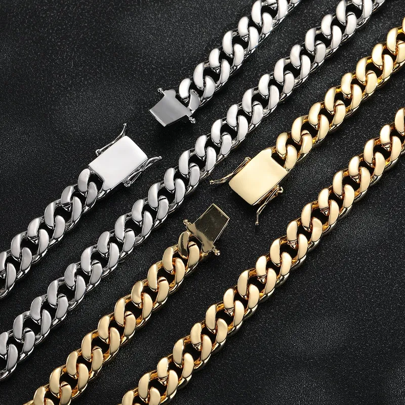 12mm 满镶锆石古巴链项链 嘻哈中性