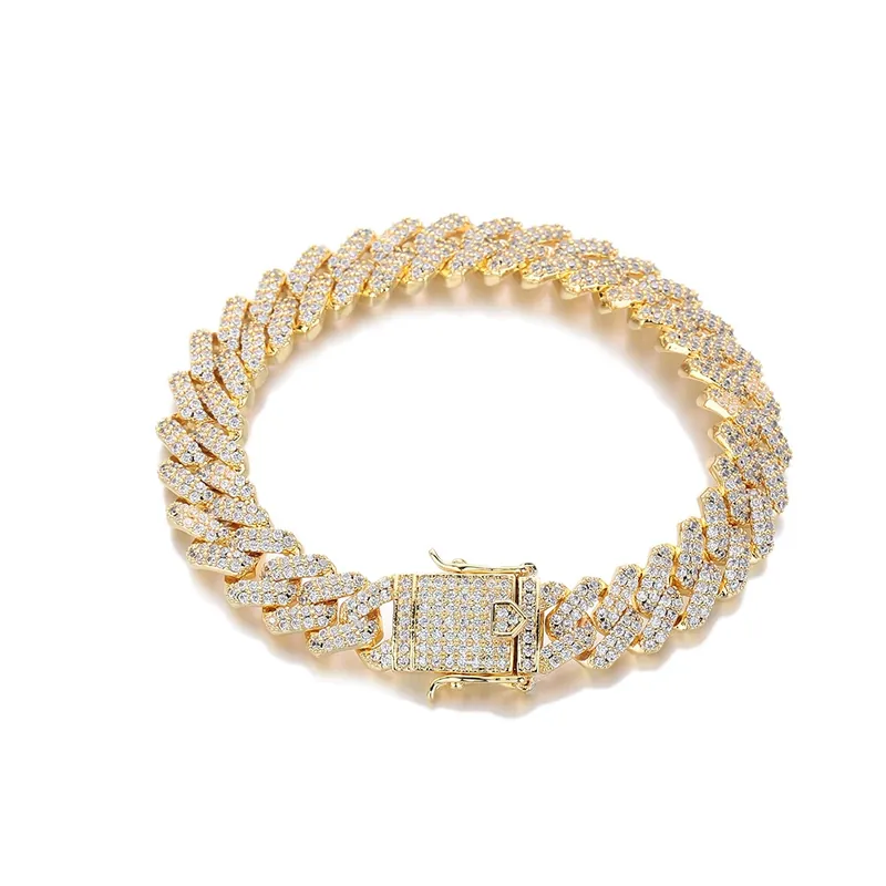 12mm Diamant-Kubankette Halskette Hip-Hop Unisex Zirkon