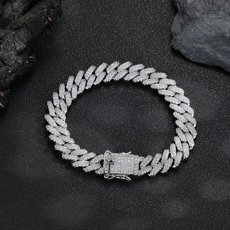 12mm Diamant-Kubankette Halskette Hip-Hop Unisex Zirkon