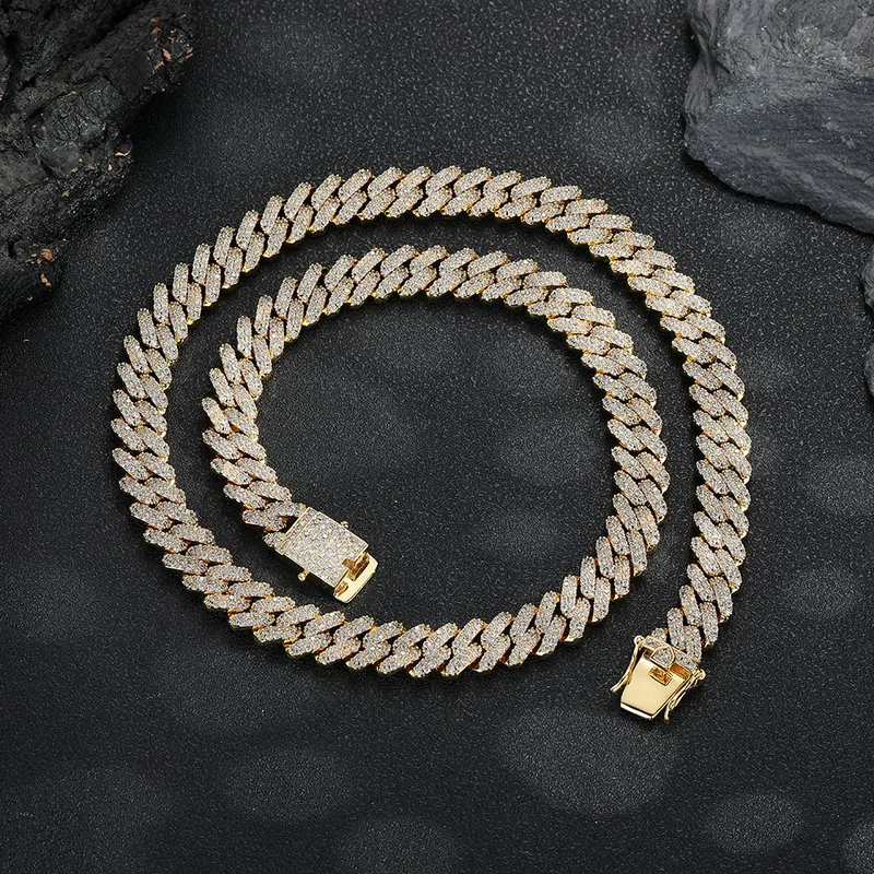 12mm Diamant-Kubankette Halskette Hip-Hop Unisex Zirkon