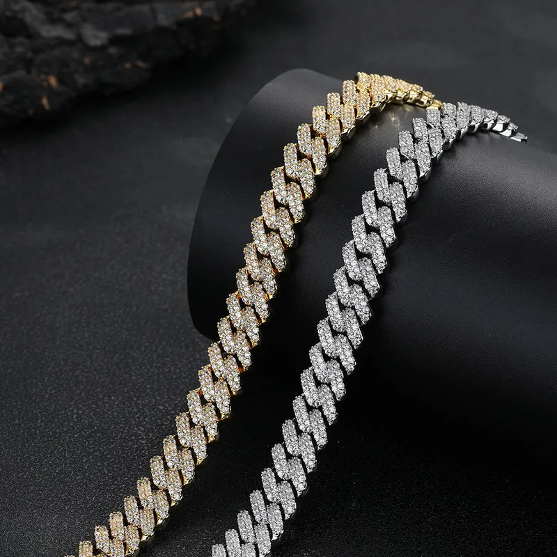12mm Diamant-Kubankette Halskette Hip-Hop Unisex Zirkon