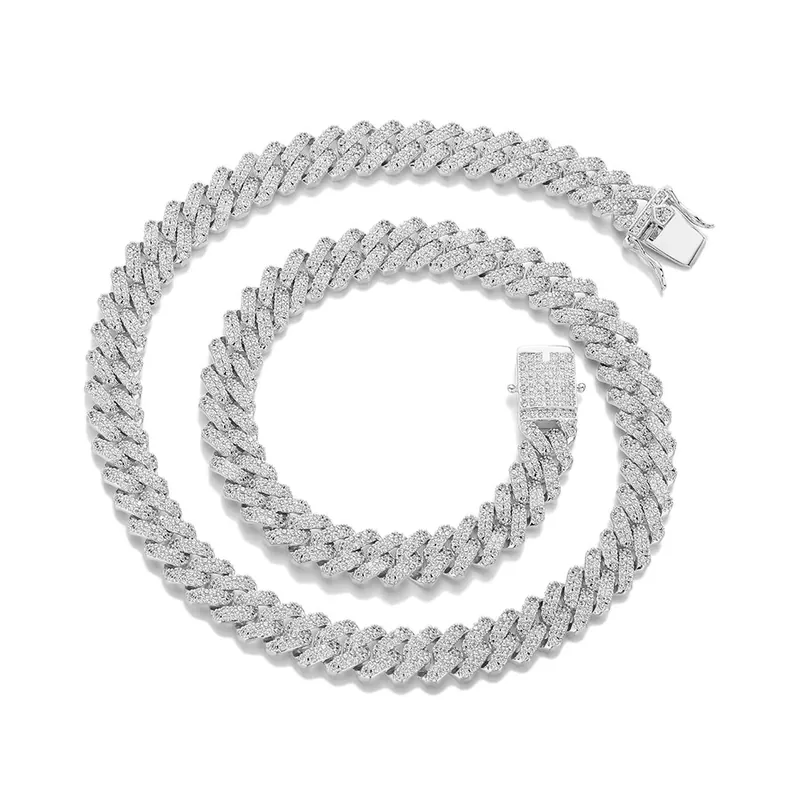 12mm Diamant-Kubankette Halskette Hip-Hop Unisex Zirkon