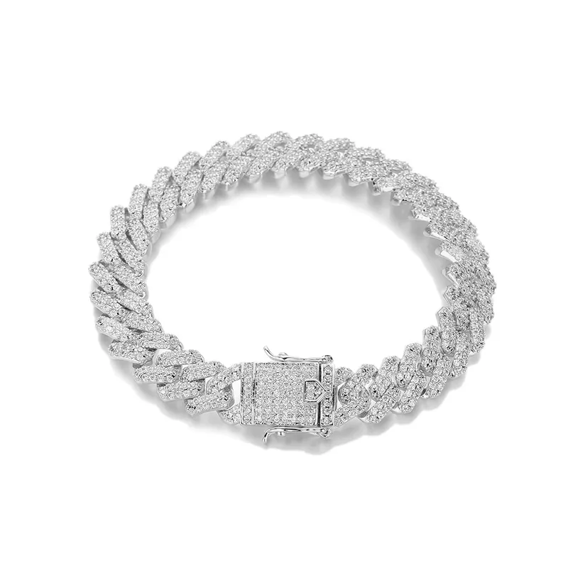 12mm Diamant-Kubankette Halskette Hip-Hop Unisex Zirkon