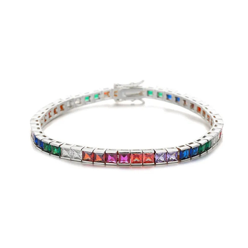 4mm Colorful Zircon Tennis Chain Necklace Hip-Hop Copper