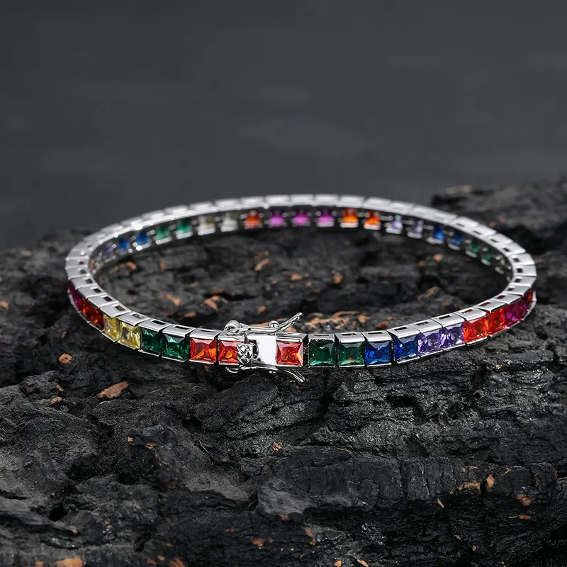 4mm Colorful Zircon Tennis Chain Necklace Hip-Hop Copper