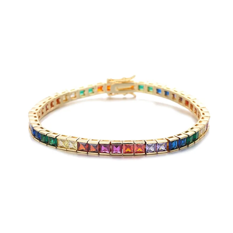 4mm Colorful Zircon Tennis Chain Necklace Hip-Hop Copper