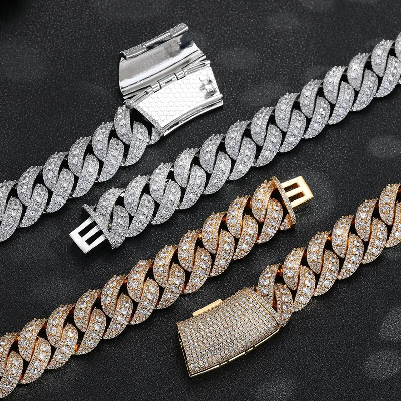 Full Pave Bubble Cuban Chain Set Necklace Bracelet Hip-Hop