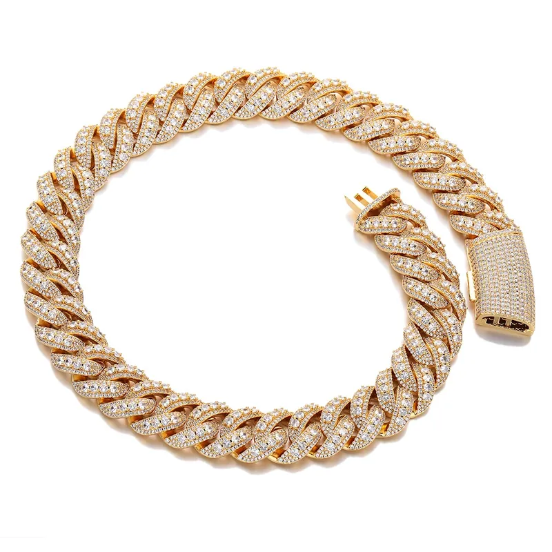 Full Pave Bubble Cuban Chain Set Necklace Bracelet Hip-Hop