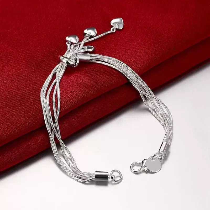 Titanium Steel Five Heart Tassel Bracelet