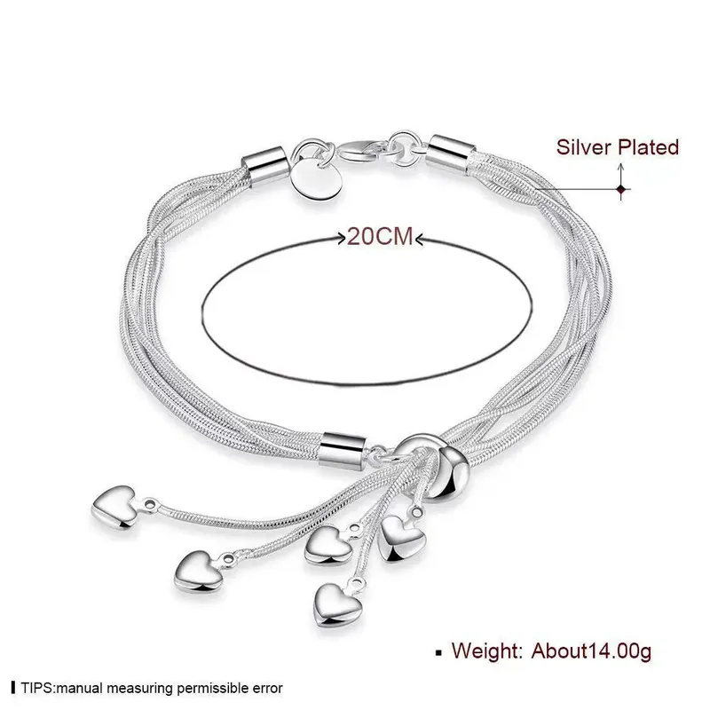 Titanium Steel Five Heart Tassel Bracelet