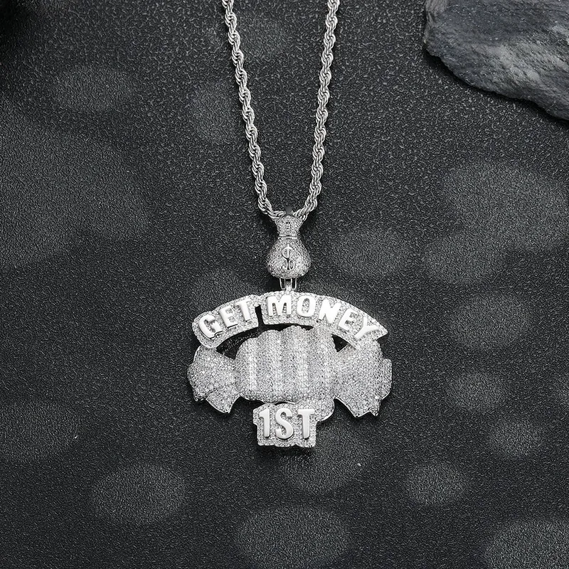Fist Pendant Necklace Hip-Hop Copper Zircon Street Style