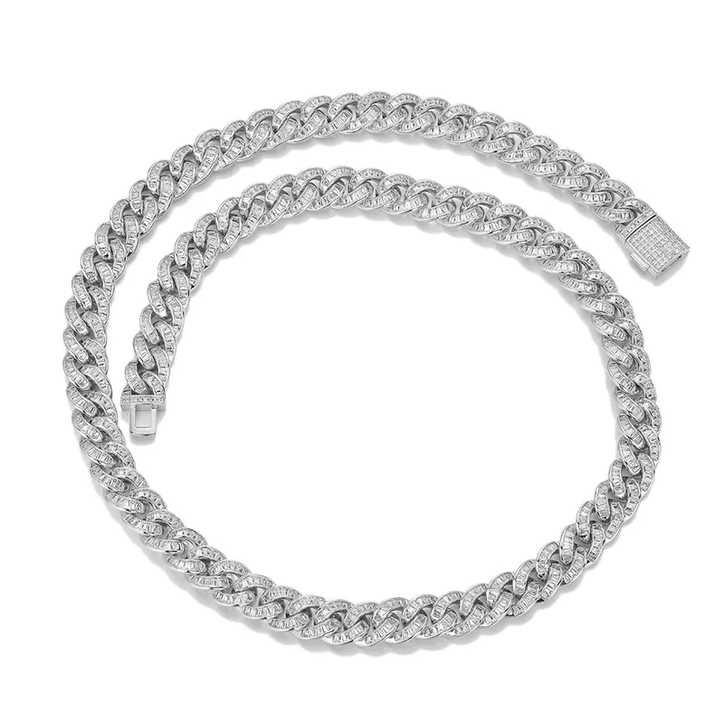 10mm Oval Cuban Chain Necklace Bracelet Full Pave Zircon Men's