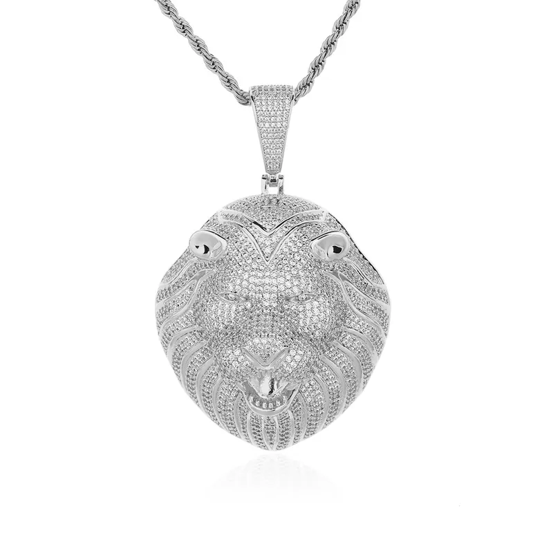 Lion Head Pendant Necklace Hip-Hop Zircon Street Style