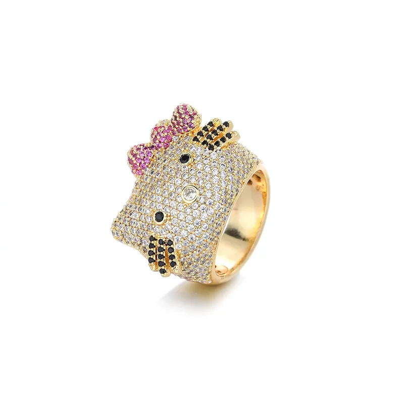 Cat Ring Hip-Hop Zircon Copper Cute Minimalist