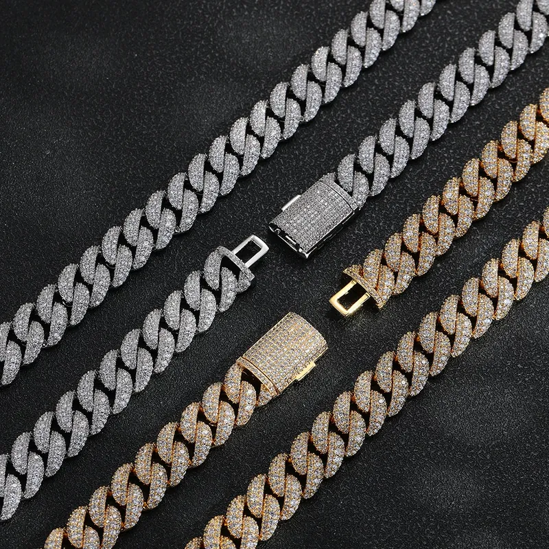 12mm 버블 풀 파베 지르콘 체인 목걸이 힙합 남성