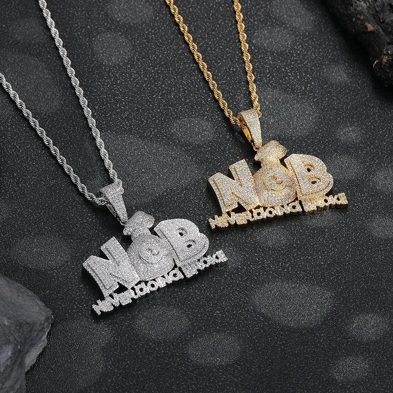 Money Bag Pendant Necklace Hip-Hop Full Pave Zircon Men's