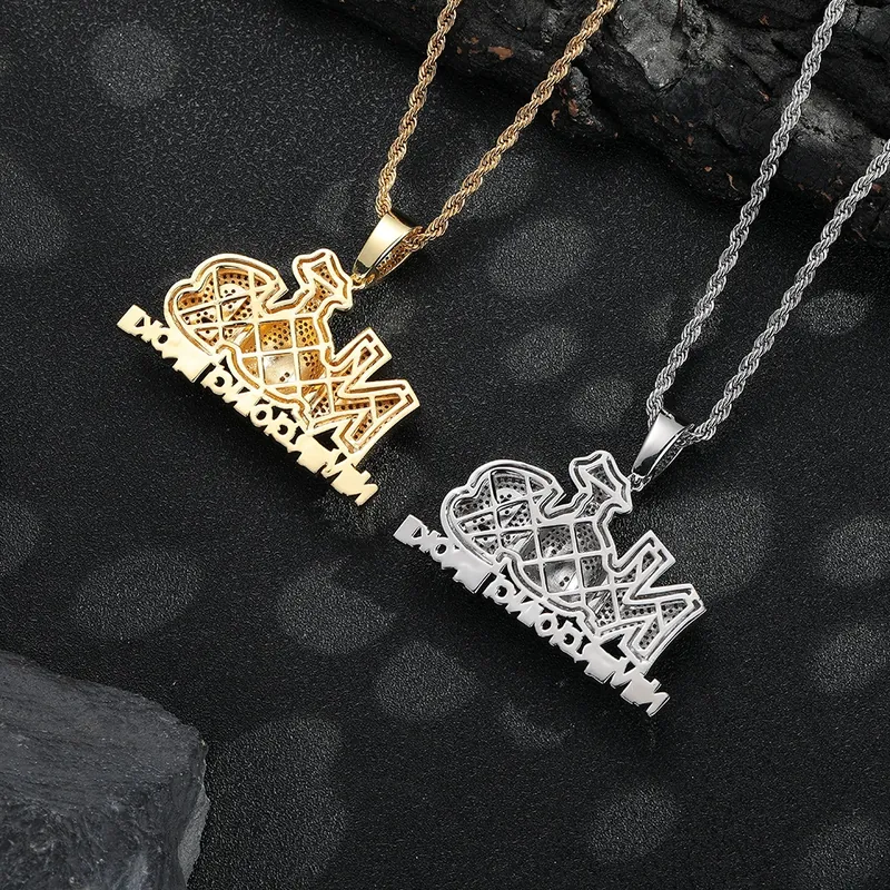Money Bag Pendant Necklace Hip-Hop Full Pave Zircon Men's