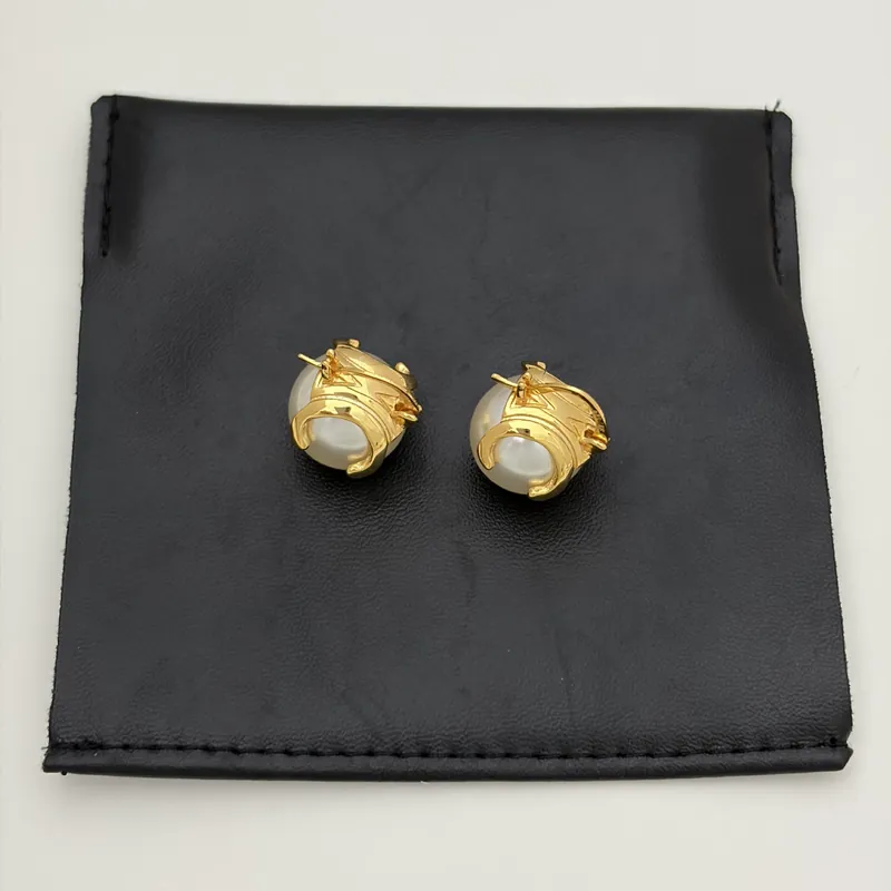 Pearl Logo Stud Earrings Vintage