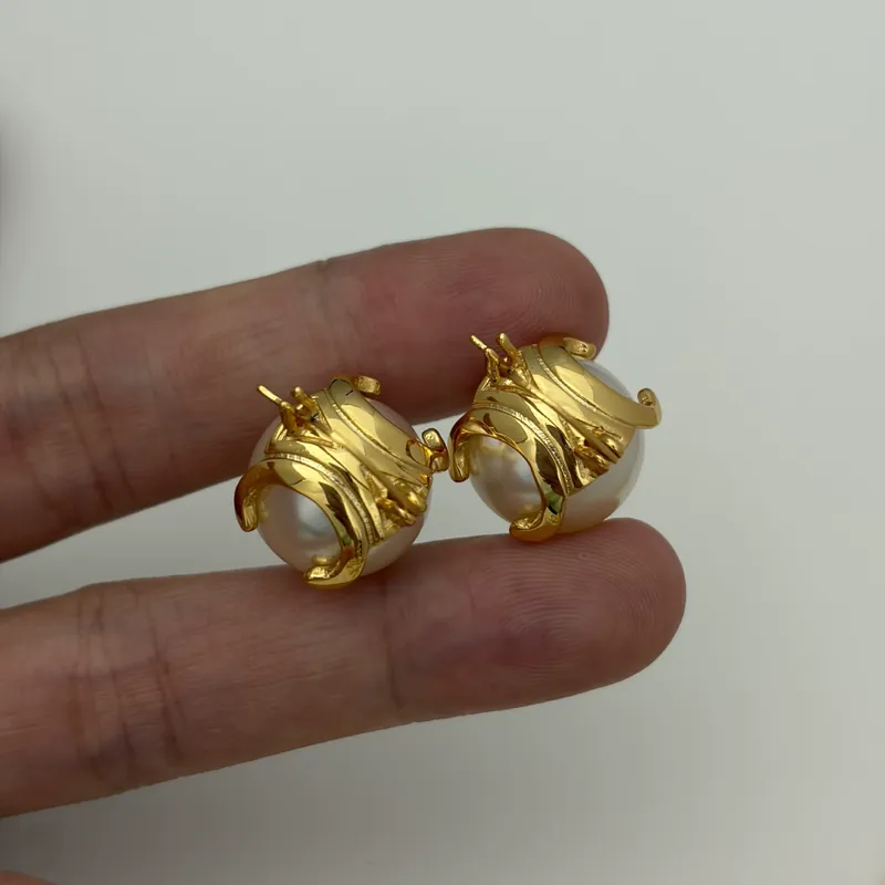 Pearl Logo Stud Earrings Vintage