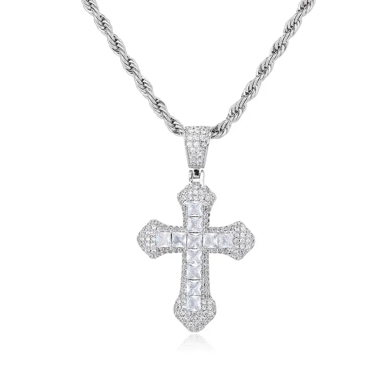 Collar Colgante Cruz Zirconio Colorido Hip-Hop Unisex