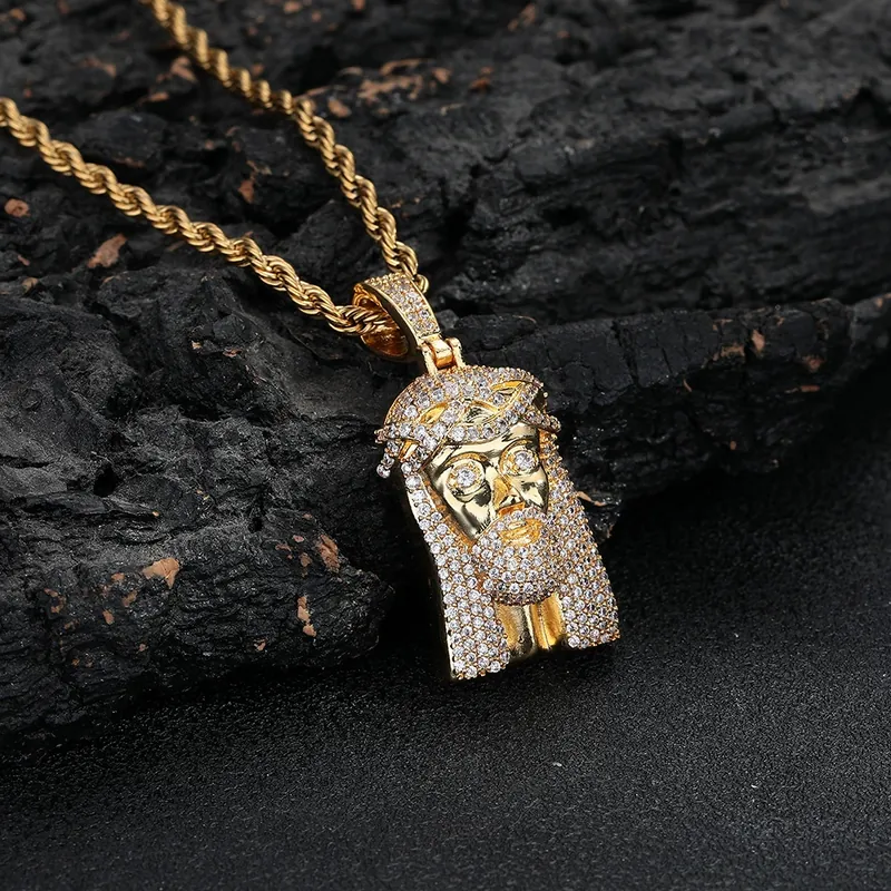 Collar Colgante Calavera Corona de Espinas Hip-Hop Zirconio Hombres