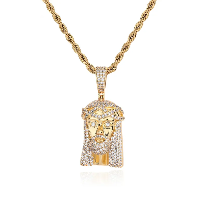 Collar Colgante Calavera Corona de Espinas Hip-Hop Zirconio Hombres