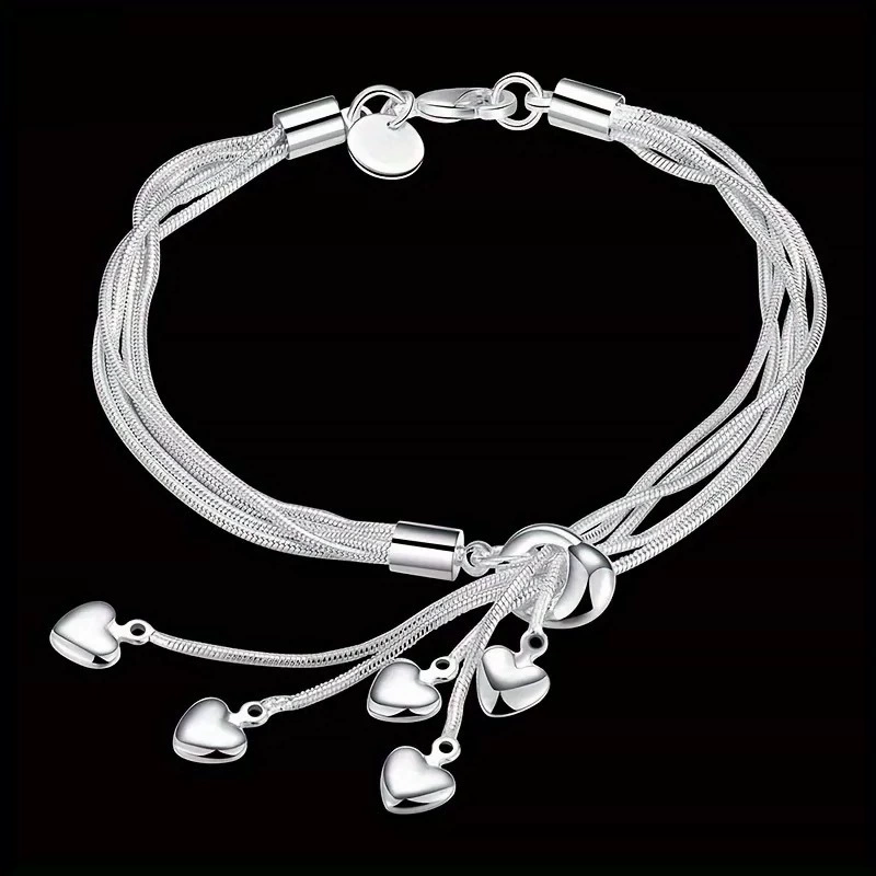 Titanium Steel Heart Tassel Bracelet Matte